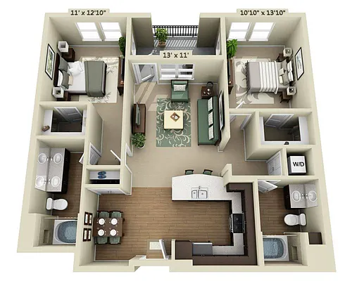 Floor plan Two Bedroom B2C