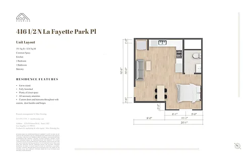 Floor plan Studio at 416 1-2 N La Fayette Park Pl