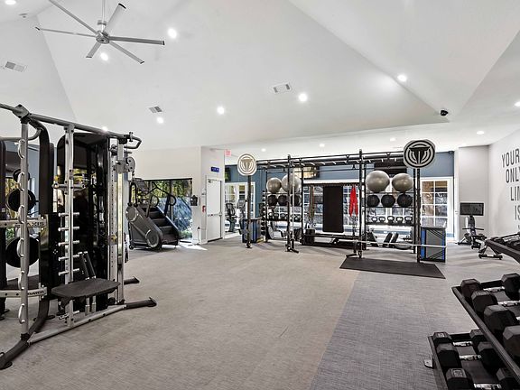 Get fit in the club-quality fitness studio with cardio equipment and free weights.