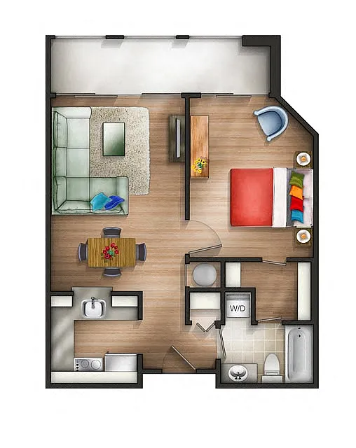 Floor plan 1 Bedroom - 1A