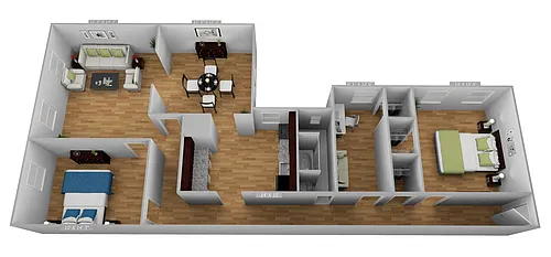 Floor plan 3 Bedroom 1 Bathroom with Dining Room