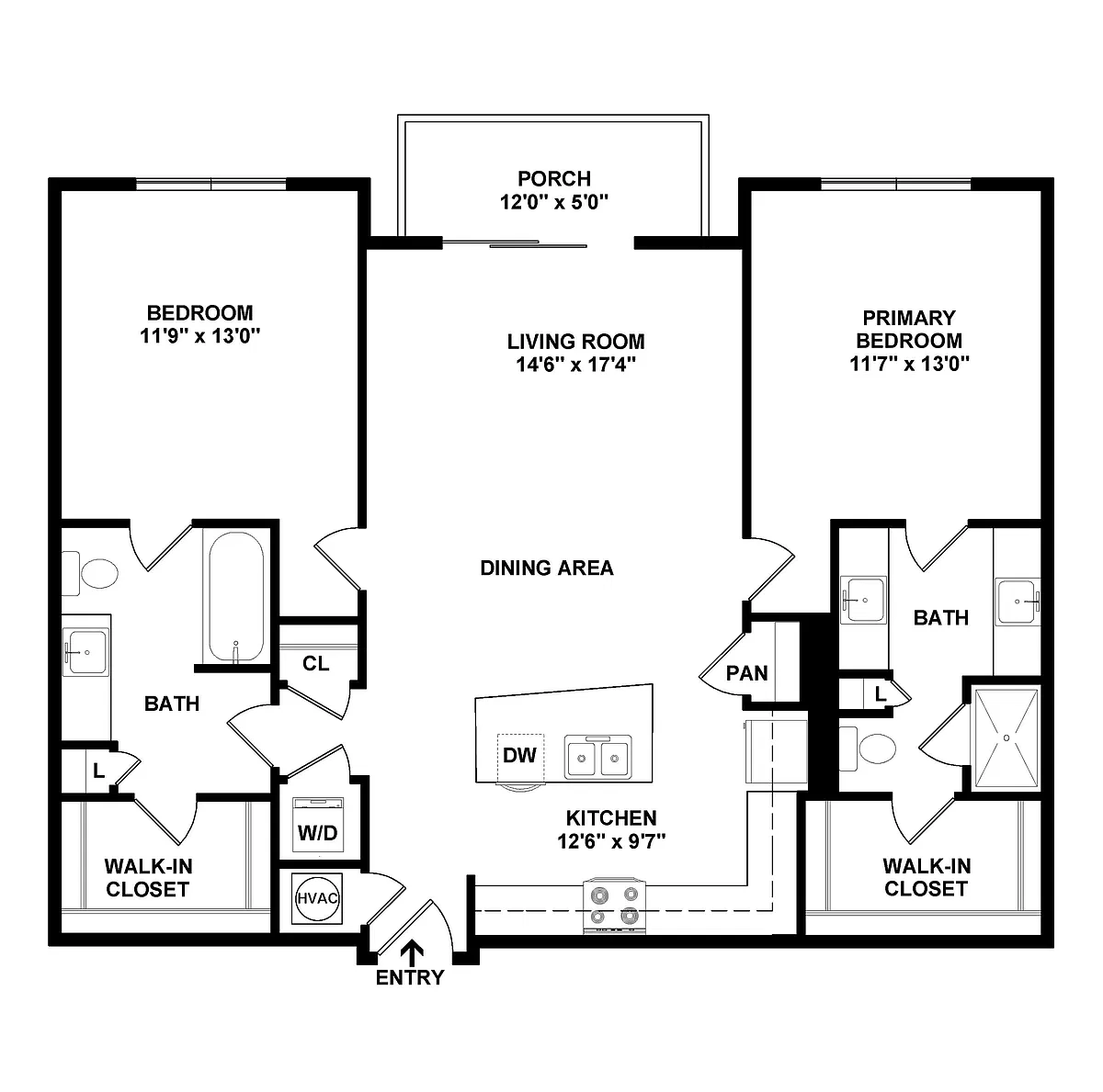 Floor plan 2 Bed/2 Bath-B2