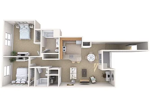 Floor plan Columbia Woods 2 Bedroom (Second Floor)