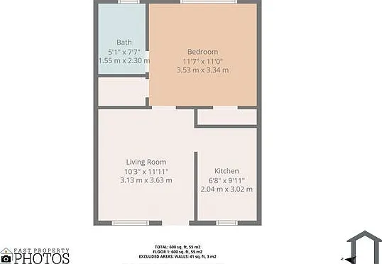 1 bed, 600 sqft, $1,625 — Photo 3