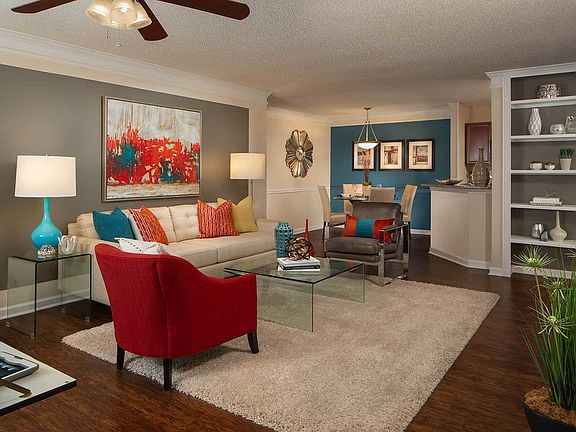 Built-in Bookshelves in a large living room with an open concept