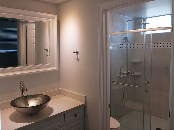 Beautifully appointed master vanity and shower