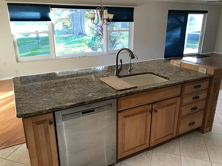 Kitchen Island with Lake View