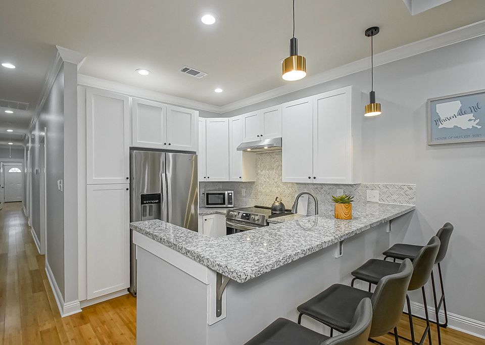 Kitchen with bar for eating