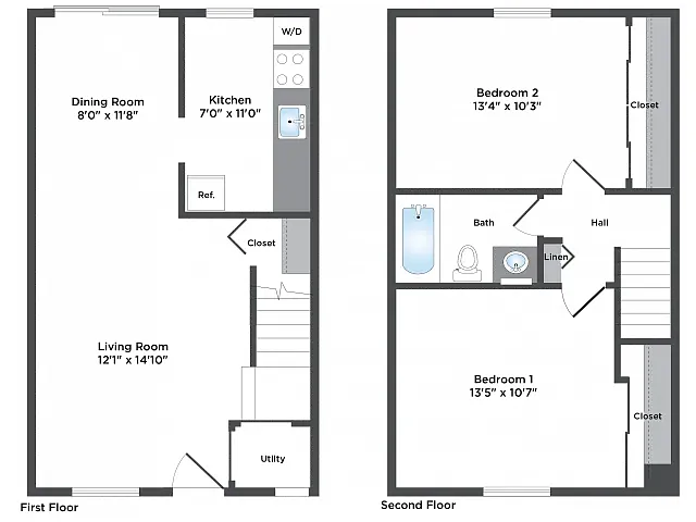 Floor plan 2BR-1BA