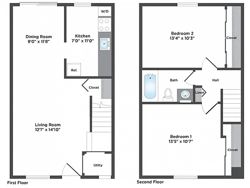 Floor plan 2BR-1BA