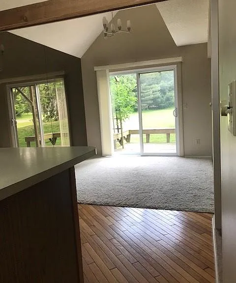 Dining room and deck viewed from kitchen