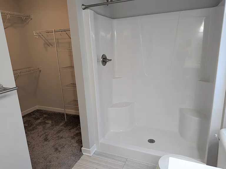 Upstairs Master Bathroom into closet