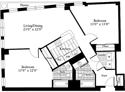 Floor plan 2 Bedrooms O