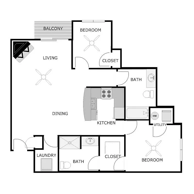 Floor plan 2 Bedrooms 2 Bathrooms LaBelle