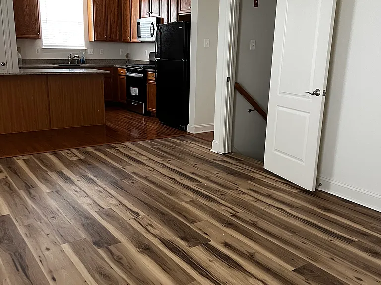 Kitchen and living or dining room area