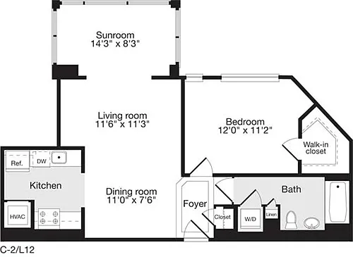 Floor plan 1 Bedroom T