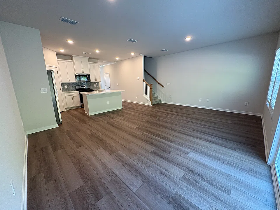 Open concept living and dining area