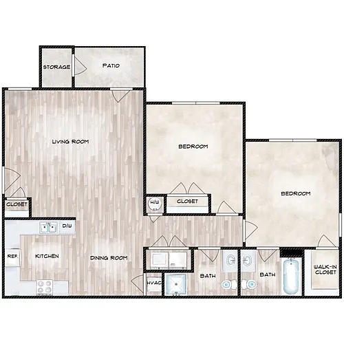 Floor plan 2 Bed 2 Bath - Laurel Ridge II