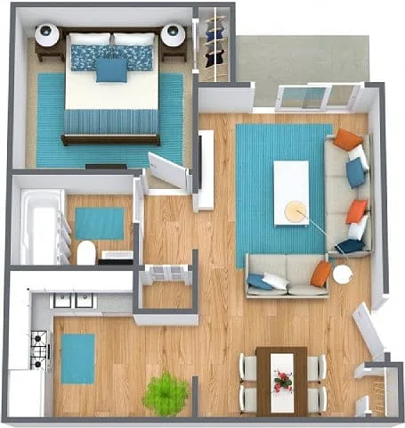 Floor plan One Bedroom Model C