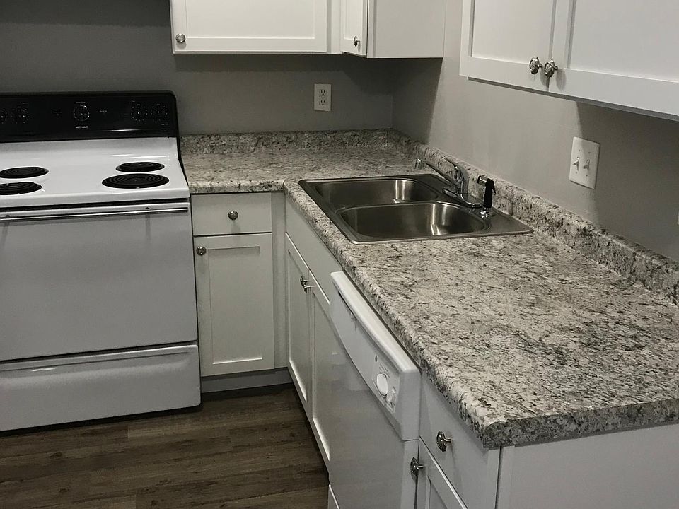 Kitchen with brand new cupboards, dishwasher and sink