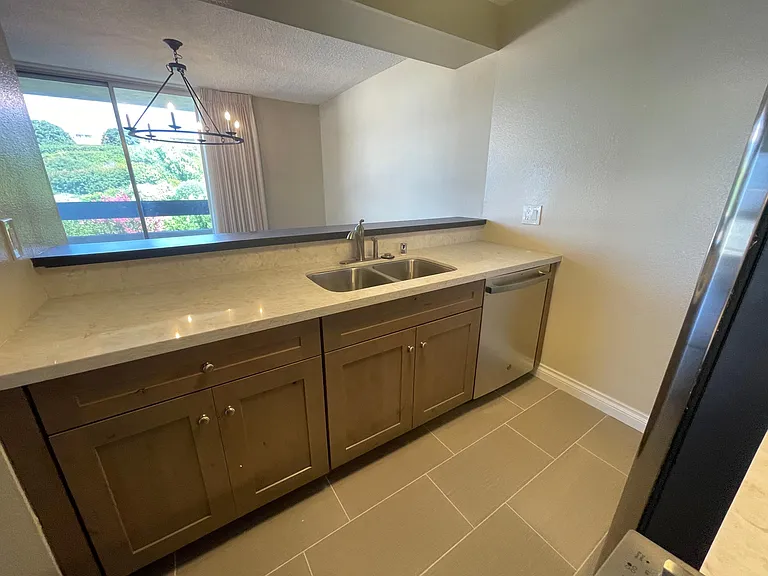 Kitchen with brand new high-end modern cabinets and brand new dishwasher