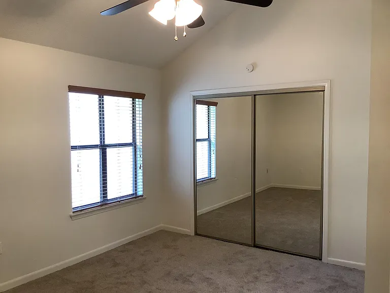 cathedral ceiling bedroom with large double closet