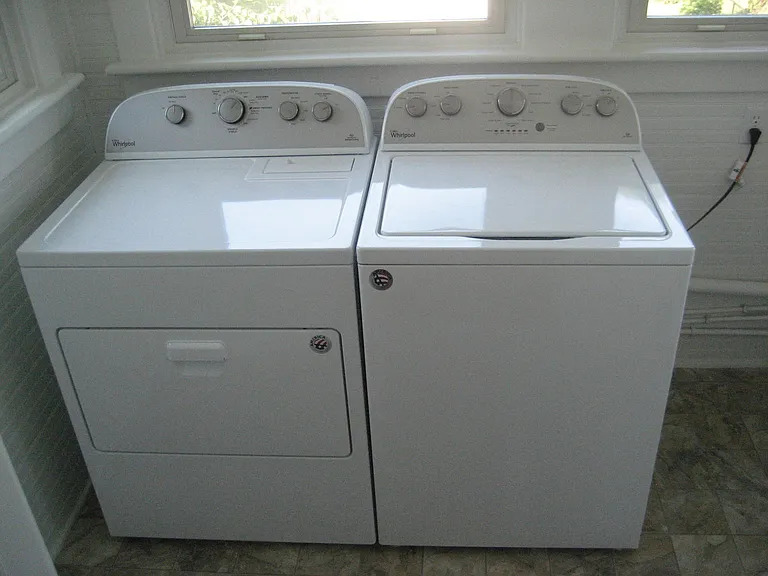 New washer and dryer upstairs on bedroom level.