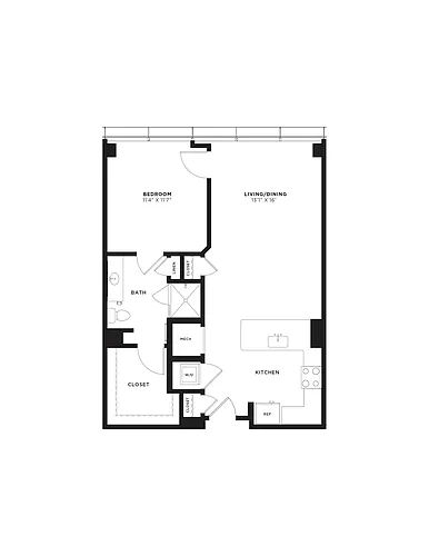 Floor plan 1 Bed/1 Bath-1B