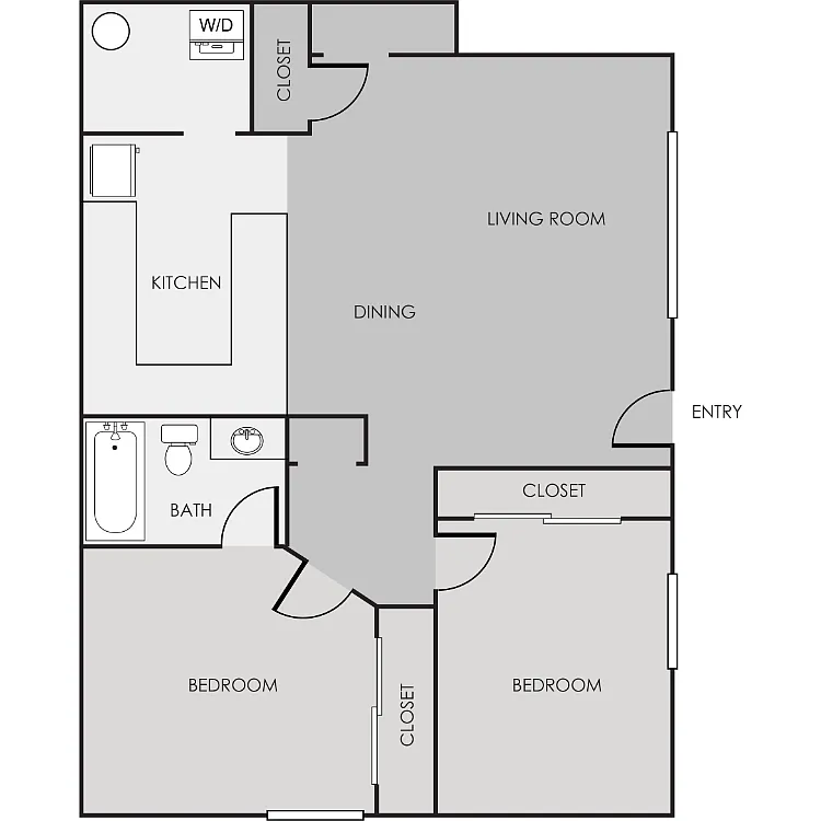 Floor plan 2 Bed 1 Bath A