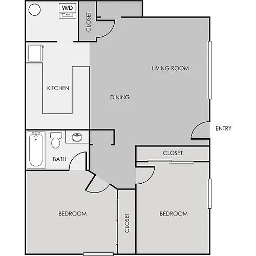 Floor plan 2 Bed 1 Bath A