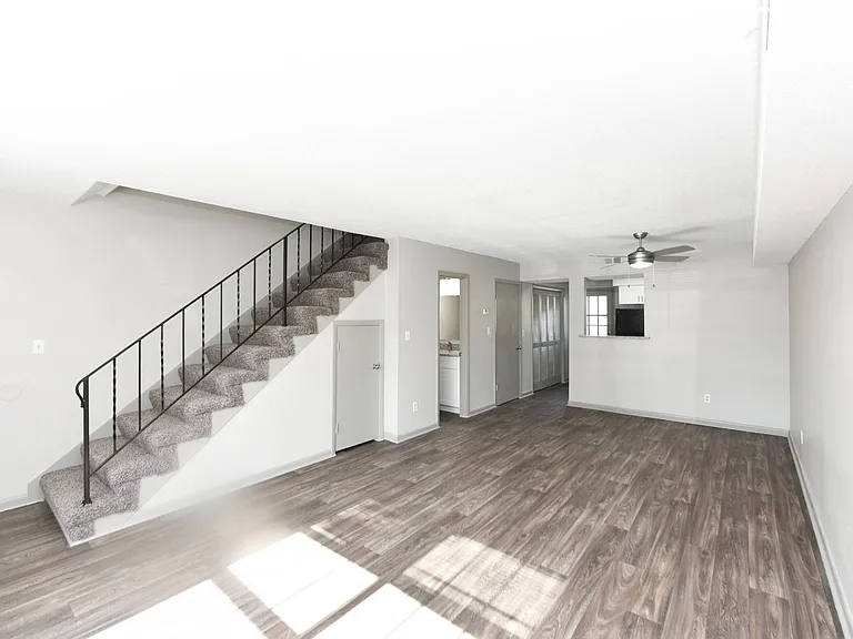 Living Room with Hardwood Style Flooring