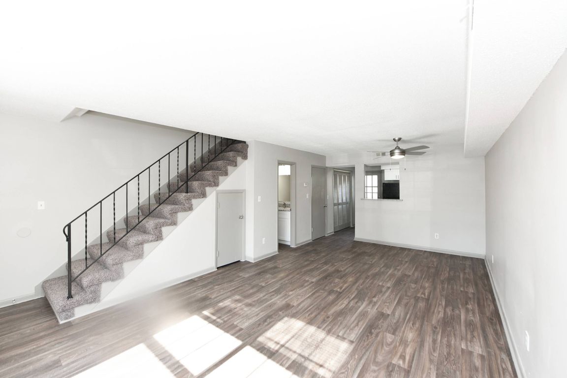 Living Room with Hardwood Style Flooring