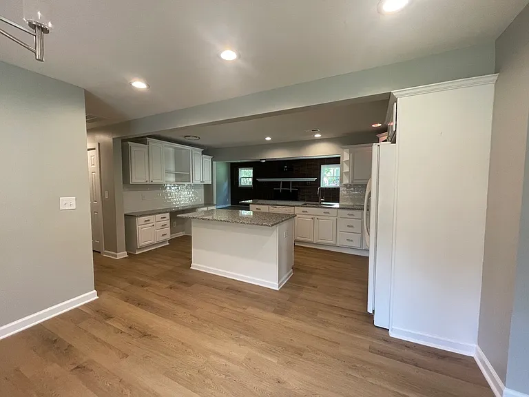 Open kitchen into living area