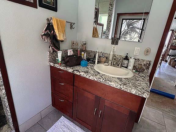 bathroom vanity with granite
