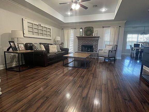 Living room open to dining 