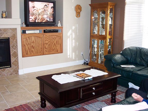 Family room with built in TV area 