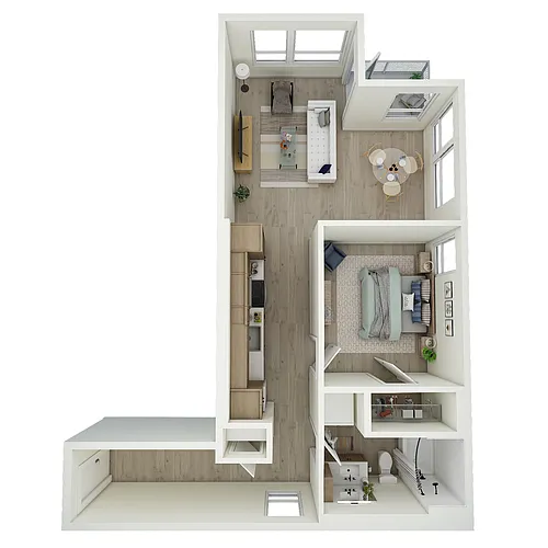 Floor plan 1 Bed 1 Bath - MFTE - a80.1