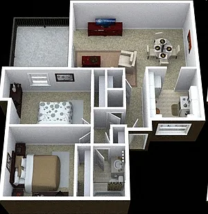 Floor plan Two Bedroom One Bathroom