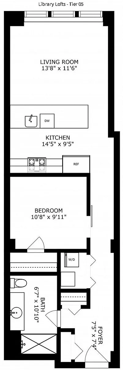 Floor plan 1 Bedroom - 1 Bathroom (Large)