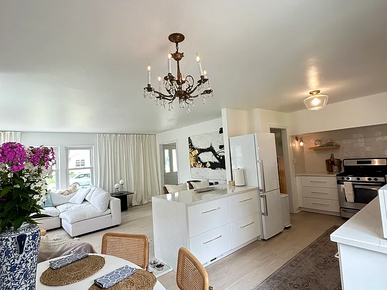 Main level open concept kitchen and living area.