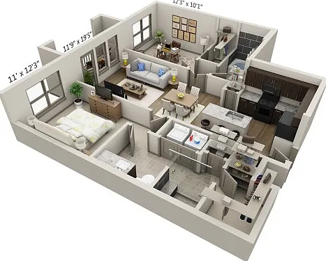 Floor plans are artist's rendering. All dimensions are approximate. Actual product and specifications may vary in dimension or detail. Not all features are available in every apartment. Prices and availability are subject to change. Floor plans are artist