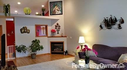 Vaulted ceiling living room