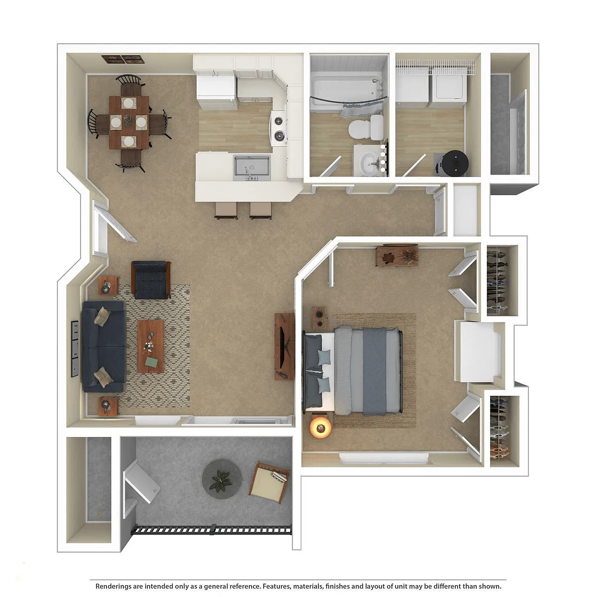 Floor plan 1 Bedroom, 1 Bath