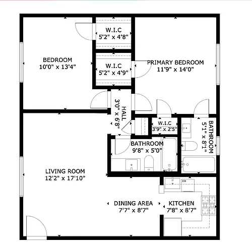 Floor plan 2 bedroom 2 bath
