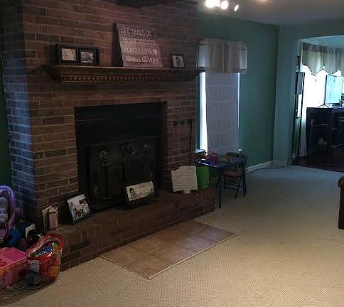 brick fireplace