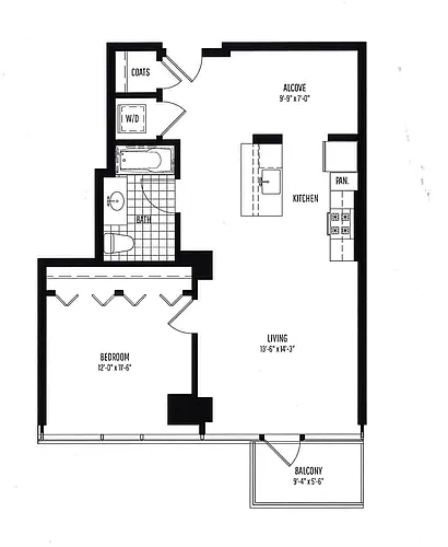 Floor plan 1 BR, 1 BTH