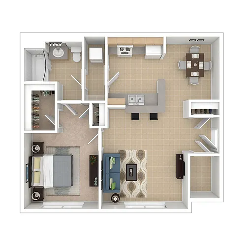 Floor plan One Bedroom One Bathroom Market