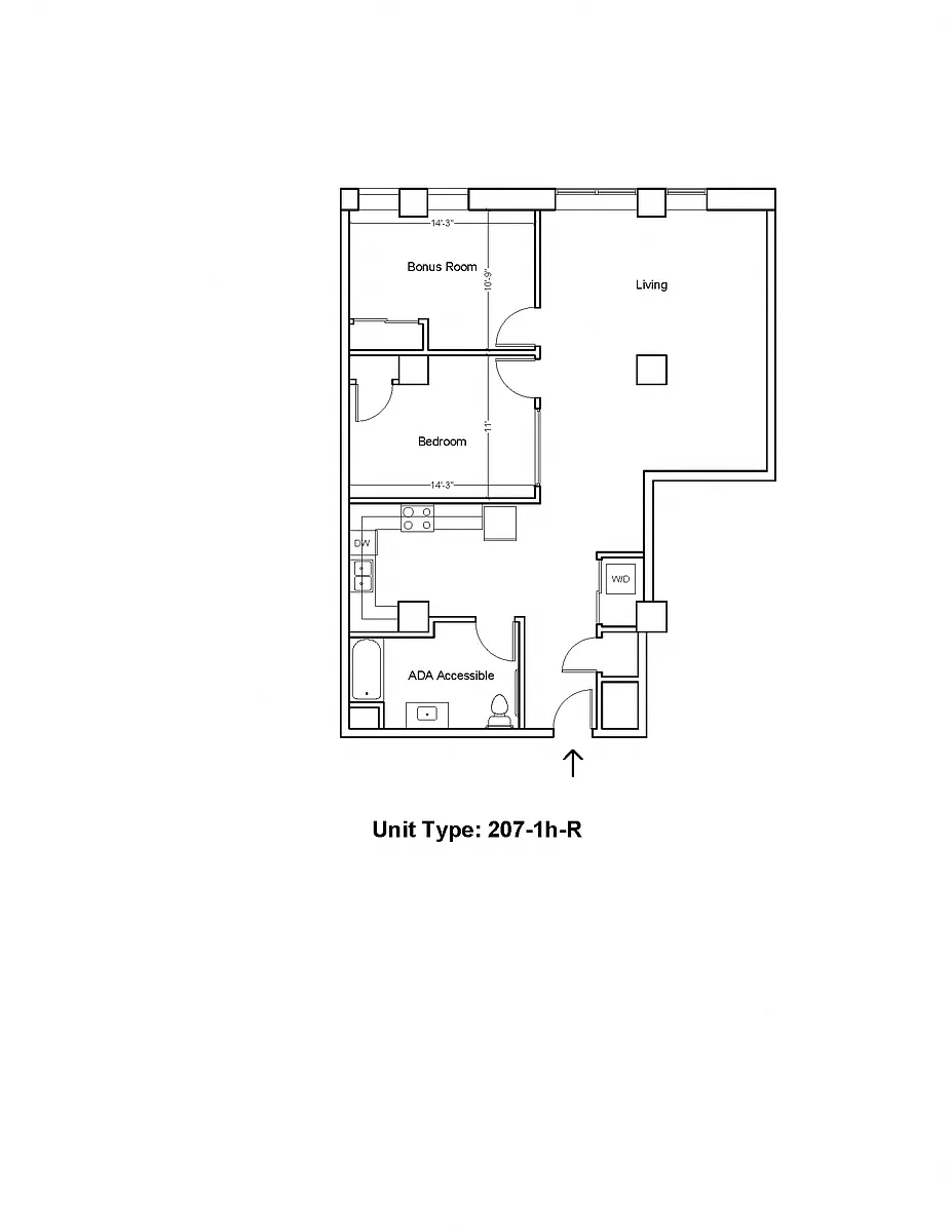 Floor plan 1 Bedroom 1 Bathroom