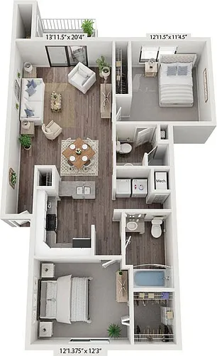 Floor plan Two Bedroom Renovated
