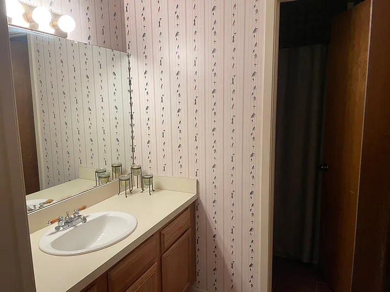 Master bath also has a large closet.